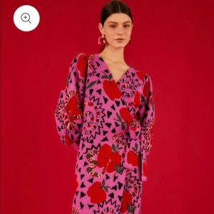 FARM RIO Pink Snake fruit sweater dress S 💓